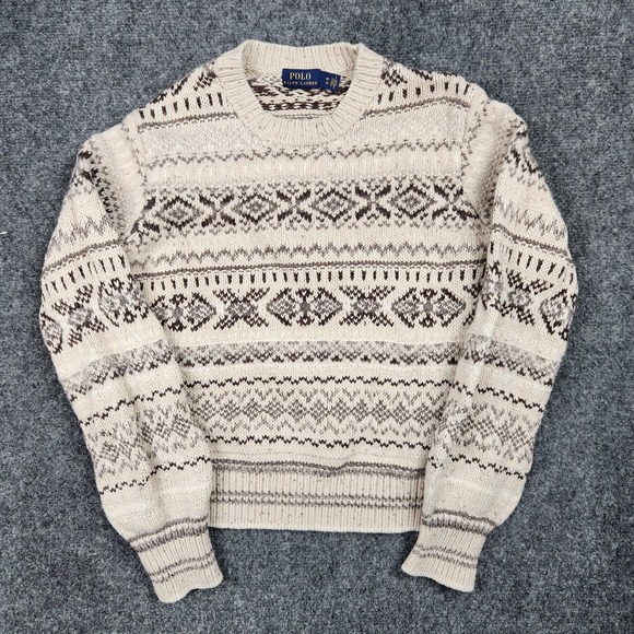 Polo Ralph Lauren Sweaters - Polo Ralph Lauren Sweater Womens XS Beige Fair Isle Knit Crewneck Nordic